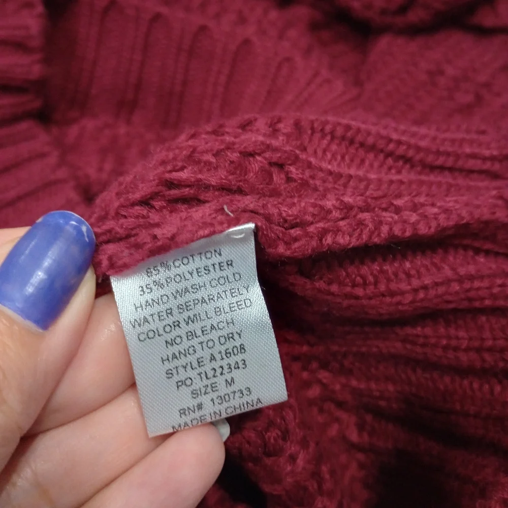Umgee Fold Over Burgundy Oversized Knitted Sweater